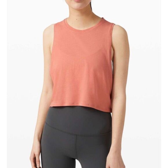 Lululemon Cut Back Crop Tank Rustic Coral size 4 - Picture 3 of 13